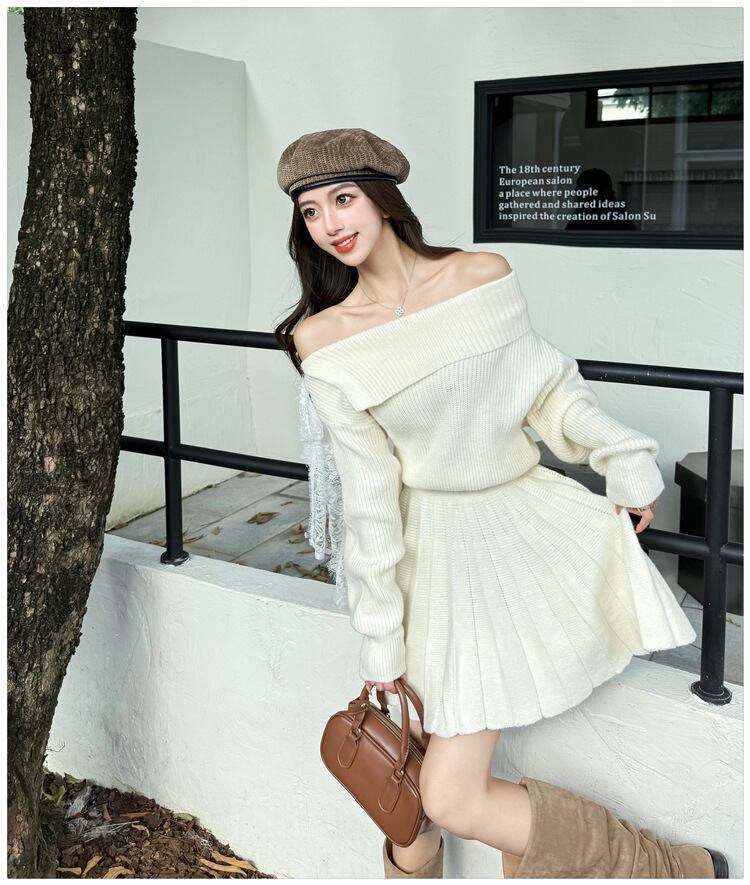 【dress】ボートネックニットワンピース　M27486
