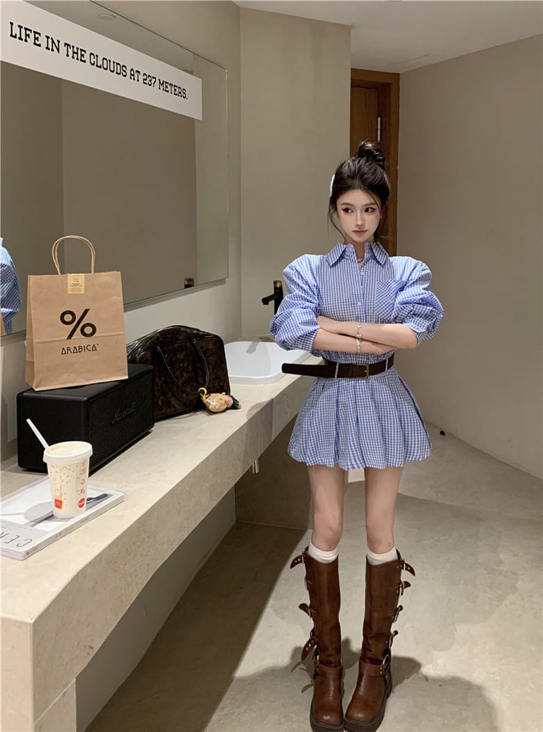 【dress】シャツワンピースベルト付き　M29531