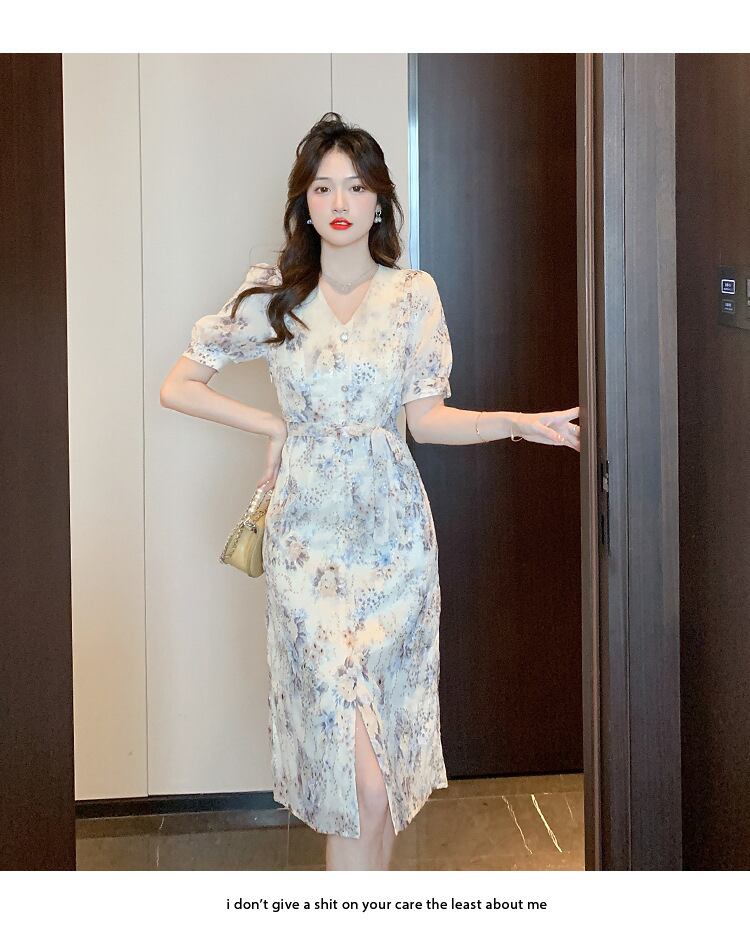 【dress】Vネック花柄ワンピース G20485