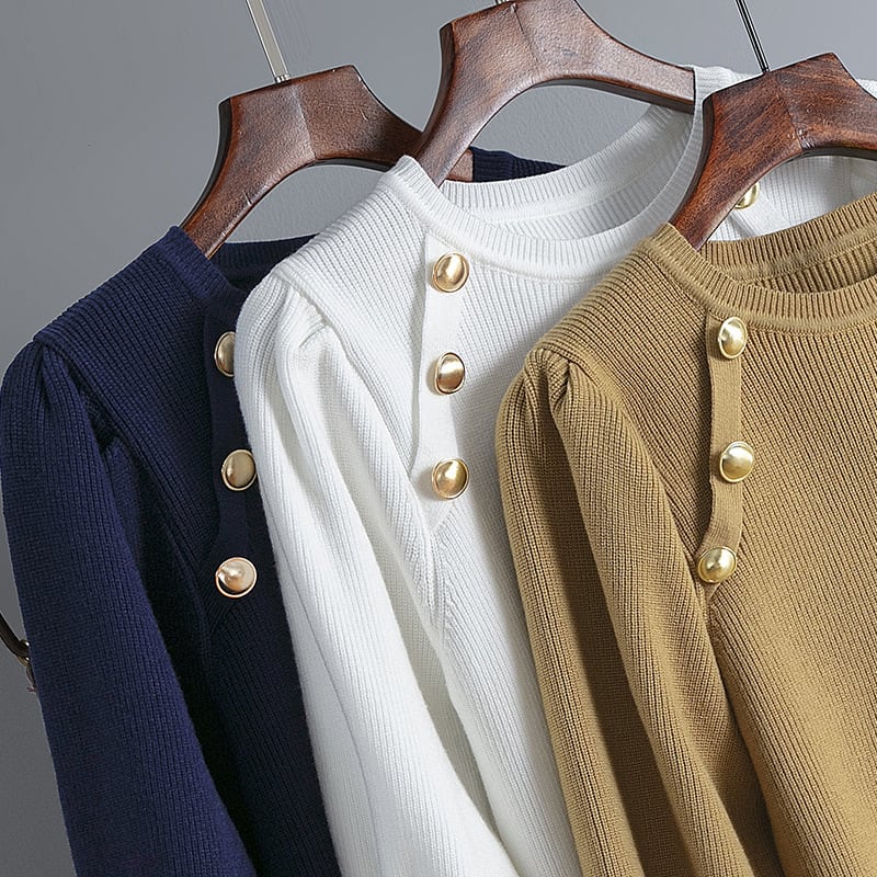 【tops】ボタンデザインニットトップス　M28752