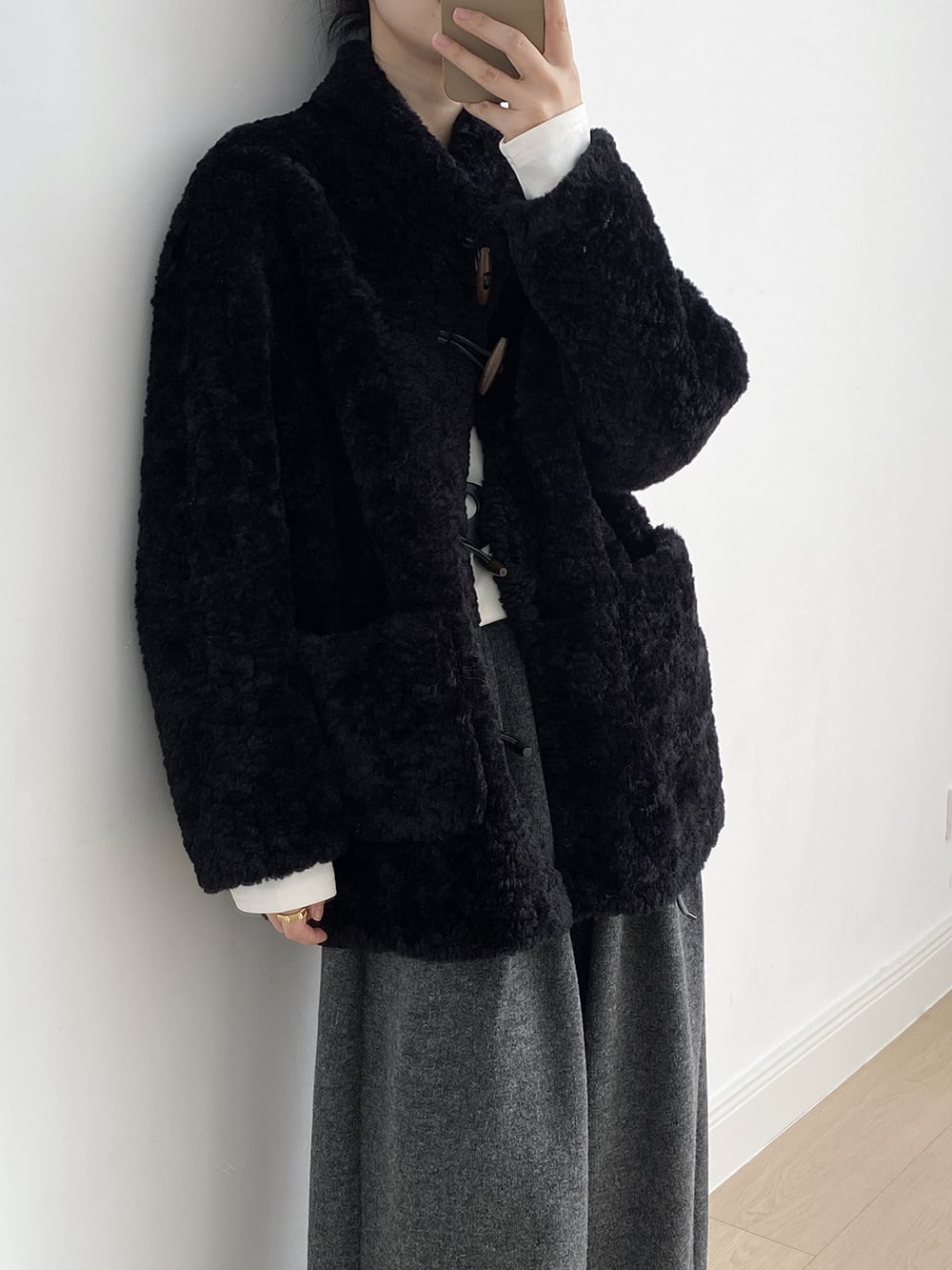 【outer】スタントカラーボアコート Q7371
