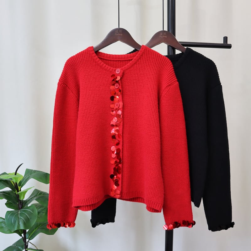 【outer】クルーネックニットカーデ　M25436