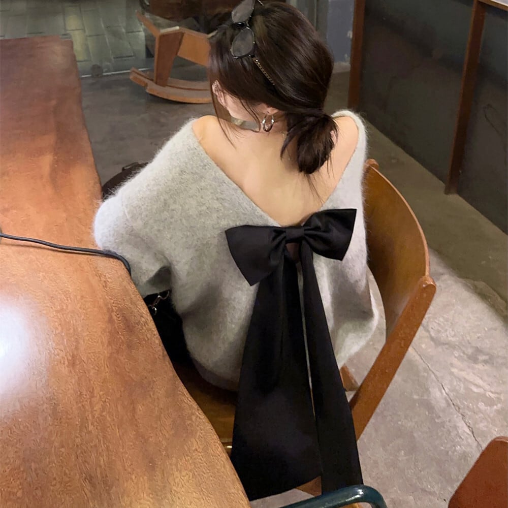 【tops】バックリボンニットトップス　N2775