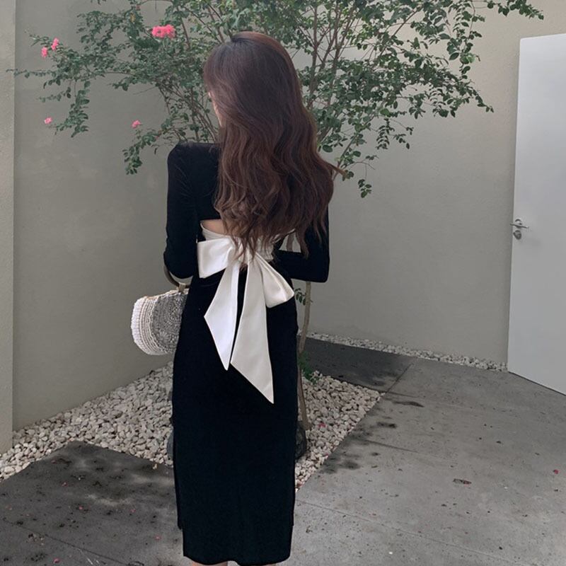 【dress】レトロスウィートフランス風長袖デザインワンピース G2168