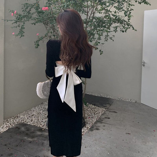 【dress】レトロスウィートフランス風長袖デザインワンピース G2168