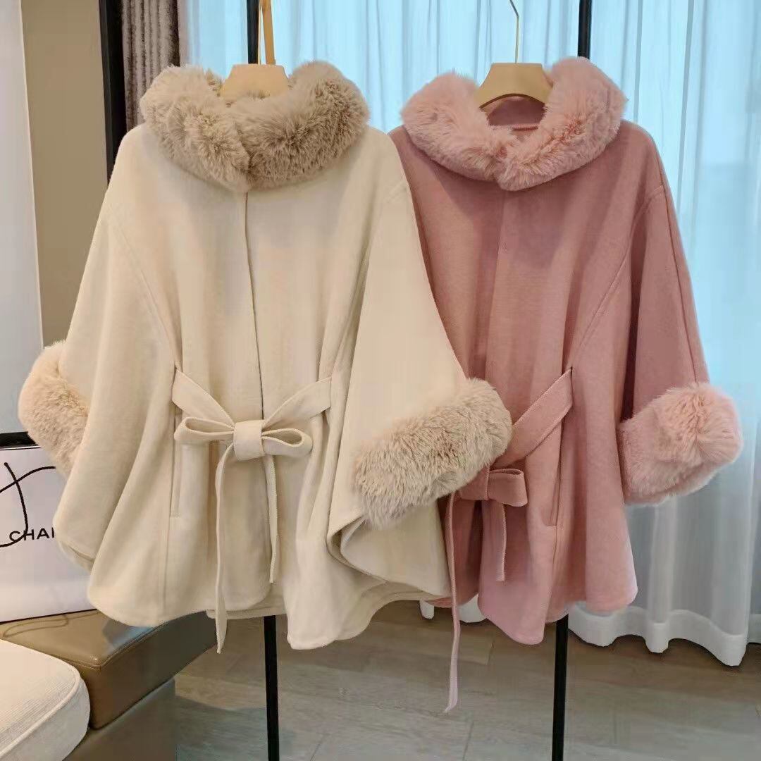 【outer】ファーケープコート　M18423