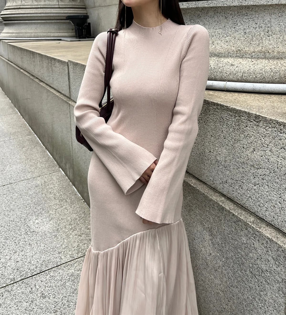 【dress】ドッキングニットワンピース　N2894