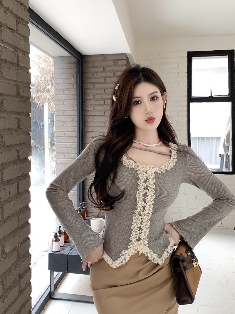 【tops】レース切り替えトップス　M29321