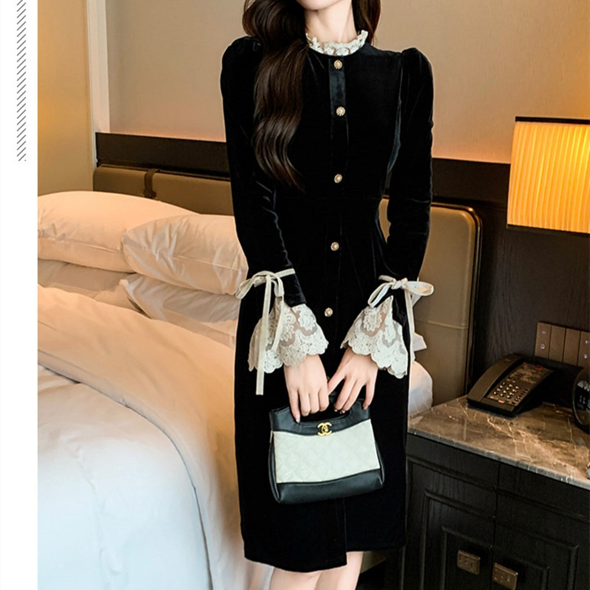 【dress】レース切り替えデートワンピース　N2394