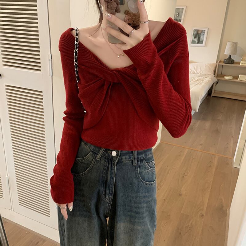 【tops】ニットトップス　M18834
