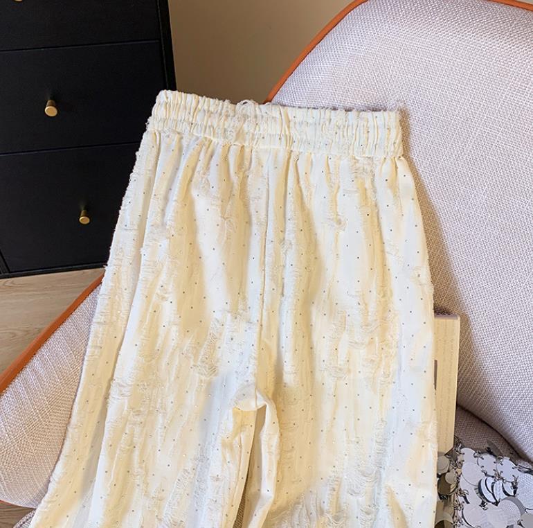 【bottoms】キラキラダメージガウチョパンツF7488