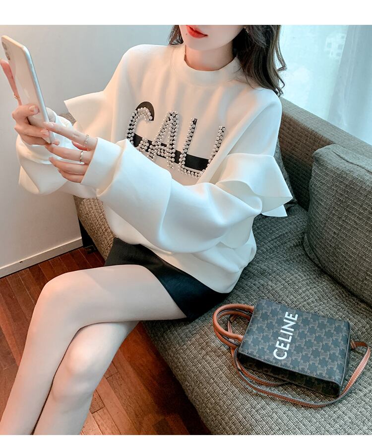 【tops】女性力を高める〜!スウィートルーズオシャレゆったりデザイン厚手パーカー G5473