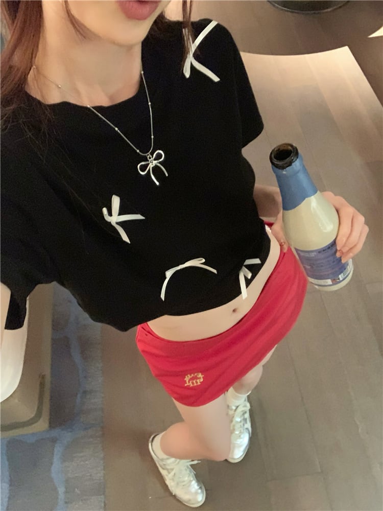 【tops】リボン付きTシャツ　M24440