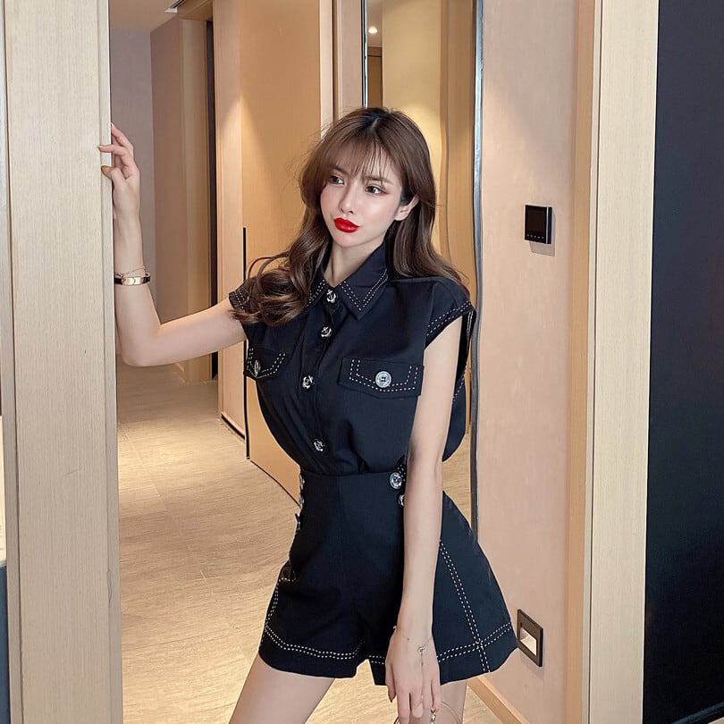 【set】ノースリーブトップス+ショートパンツ２点セットG20710