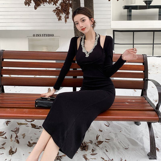 【dress】ビジューデートワンピース　M27454