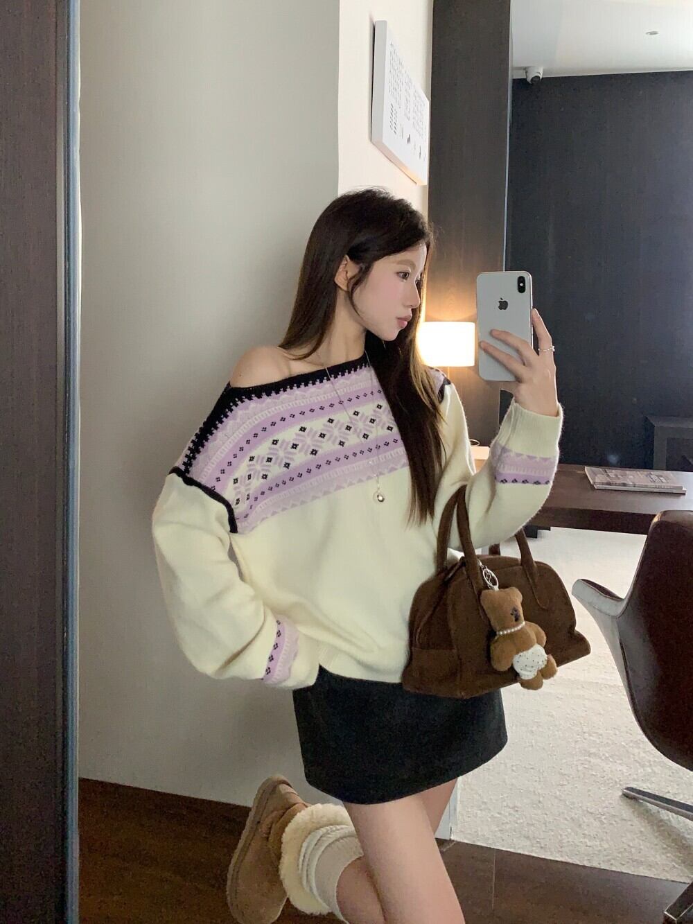 【tops】ジャカードニットセーター　M28843
