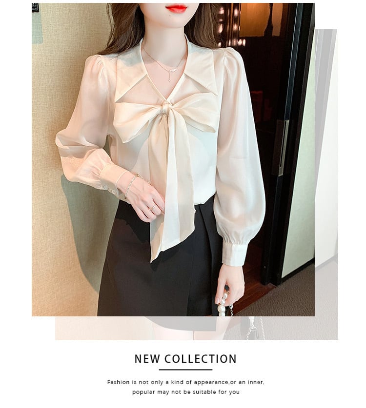 【tops】リボン付きシャツトップス　M25729