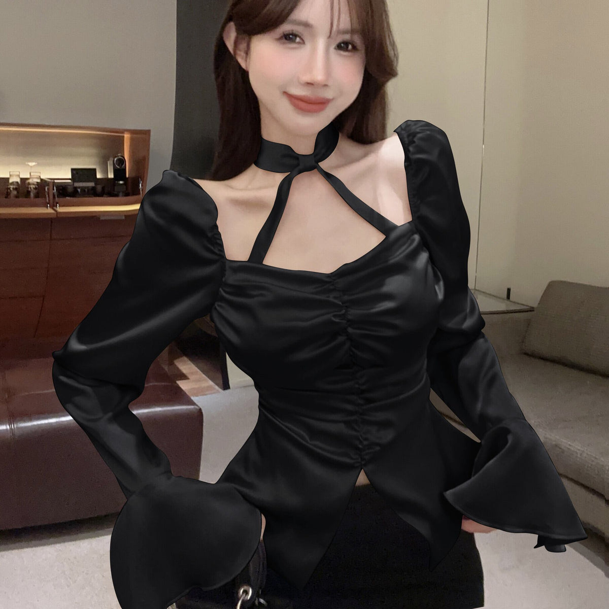 【tops】ホルターネックブラウス　M26375