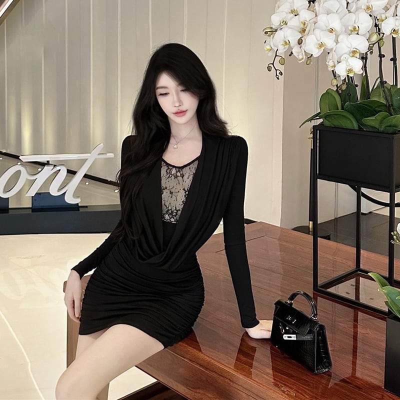 【dress】チュールドッキングワンピース Q7759