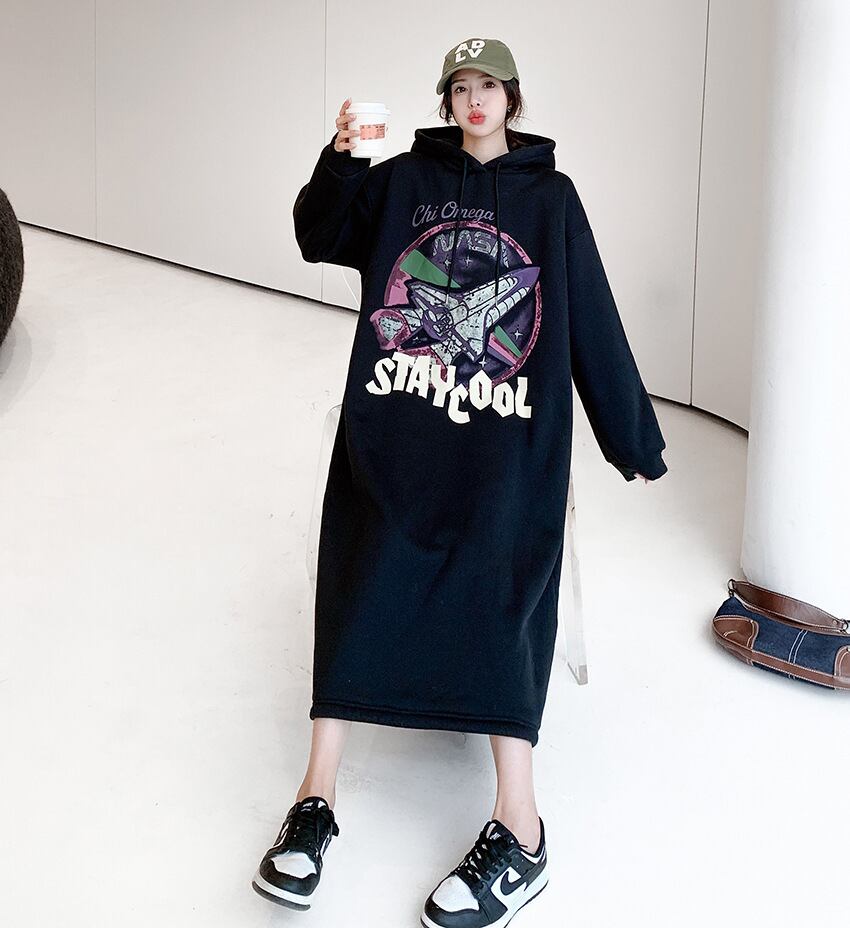 【dress】裹起毛パーカーワンピース　M18579