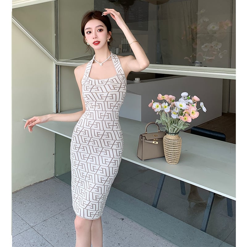 【dress】ニットホルターネックワンピース G21399