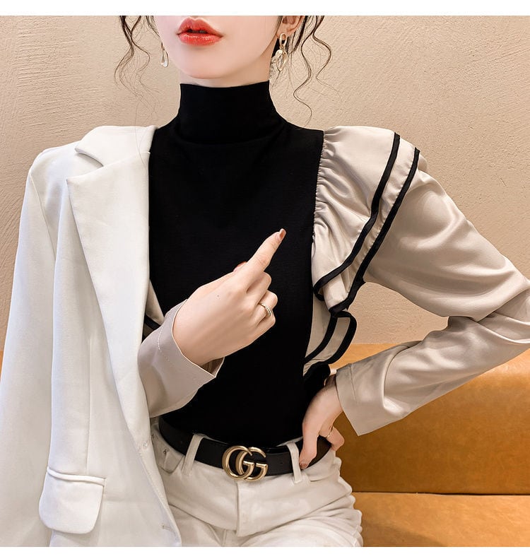 【tops】ハイネックフリルTシャツG20386