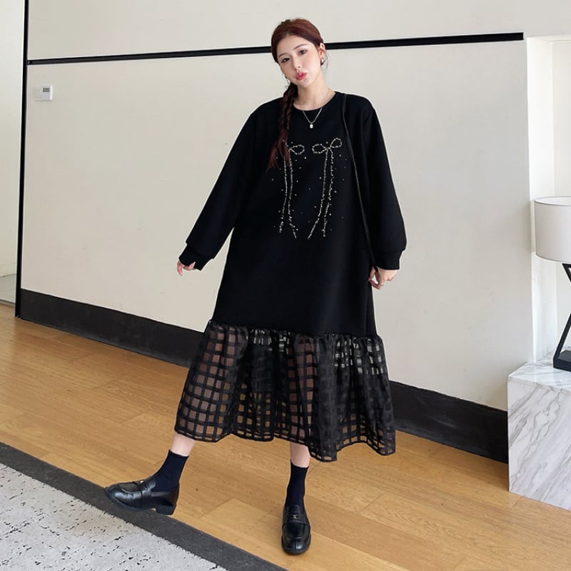【dress】ビジュードッキングカジュアルワンピース　M28929