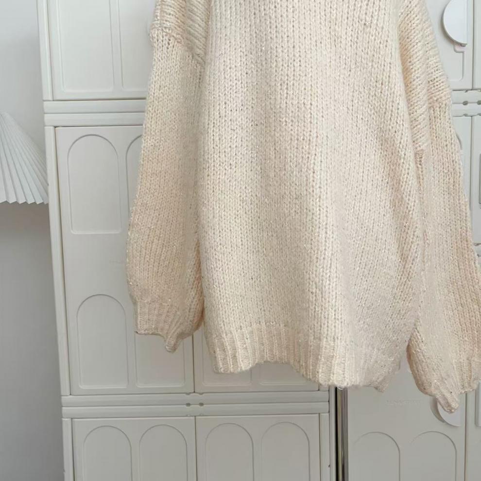 【tops】オフショルダーニットセーターチェーン付き　M27182