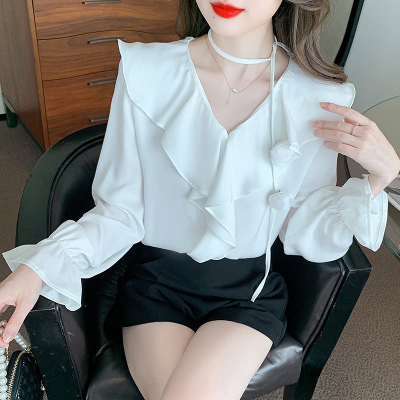 【tops】フリルシャツトップス　M25769