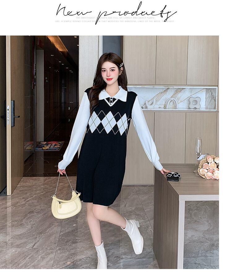 【dress】ドッキングニットワンピース　M18690