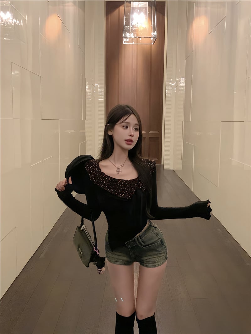 【tops】不規則 イレギュラー長袖Tシャツ　M28313