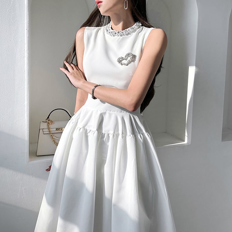 【dress】パールノースリーブワンピース　M24284