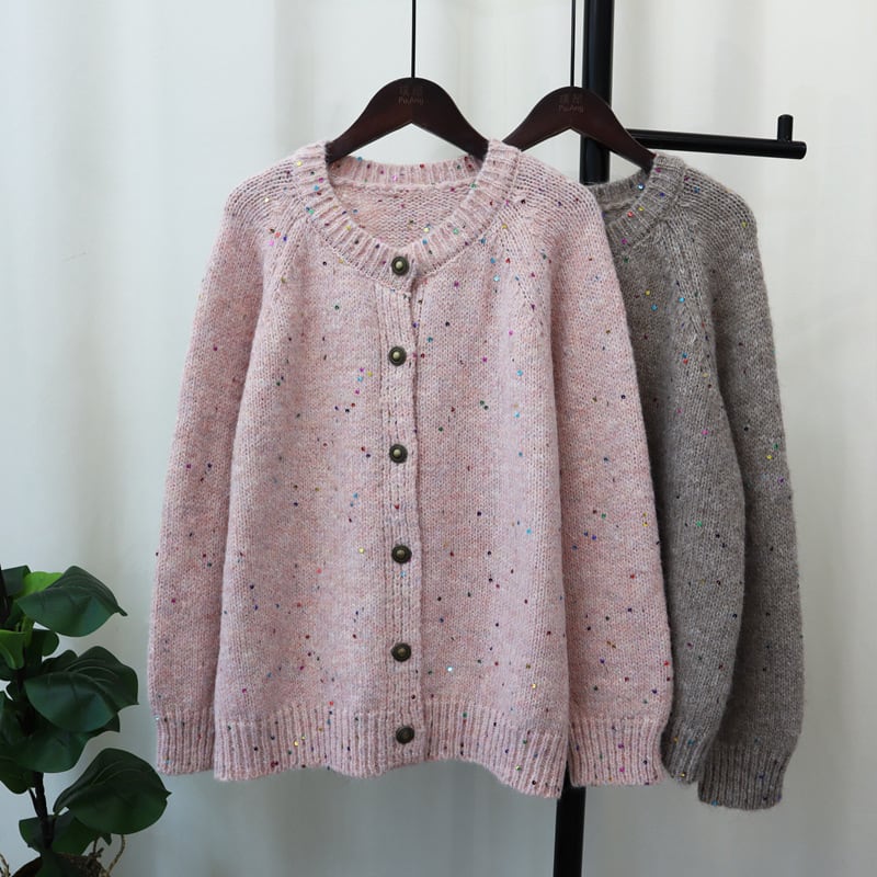 【outer】クルーネックニットカーデ　M25696
