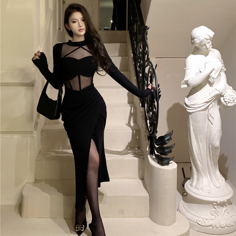 【dress】チュールドッキングワンピース Q7834