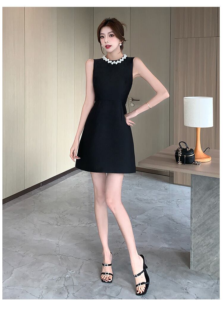 【dress】ノースリーブビーズAラインワンピース G21537