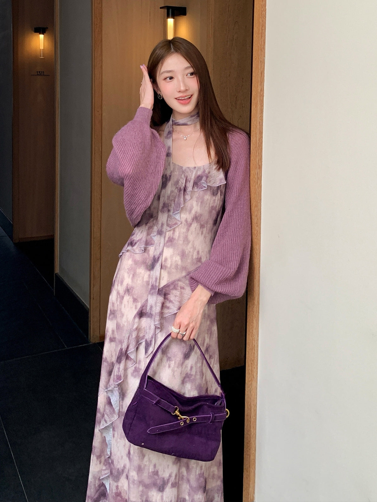 【dress】スカーフ付きロングキャミワンピース Q8999