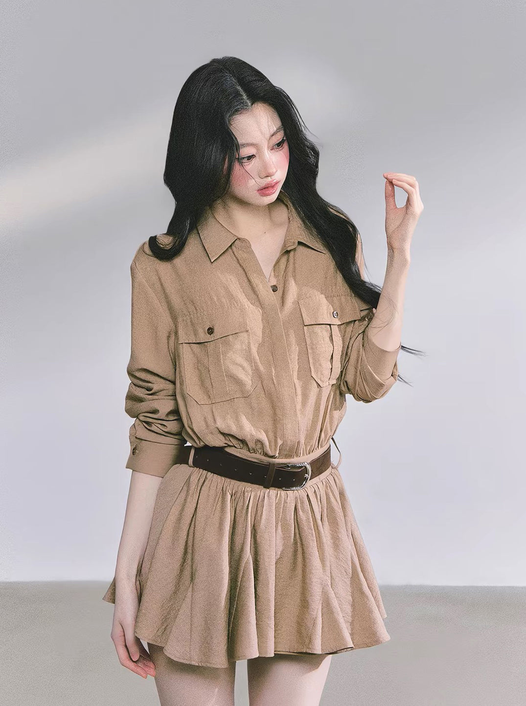 【dress】ストール付きAラインワンピース Q8905