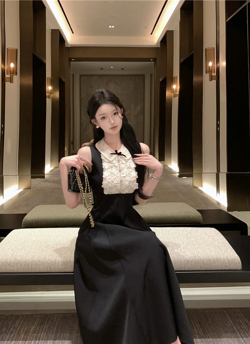 【dress】ノースリーブレースドッキングワンピース　M31116