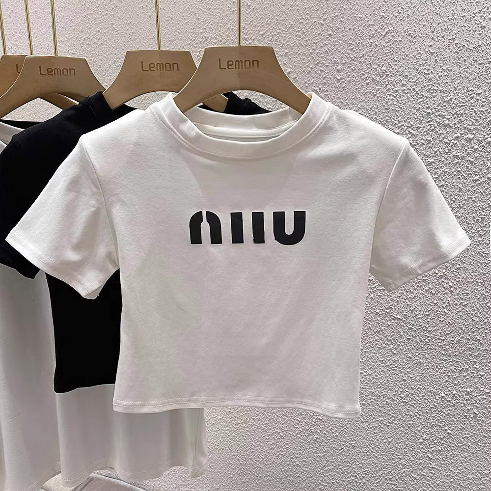 【tops】2色ラウンドネック半袖TシャツF7767