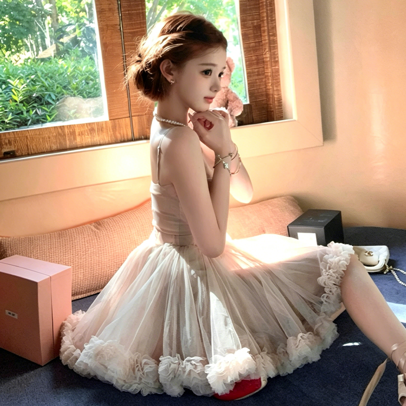 【dress】ギャザーフリルチュールミニワンピース Q8417