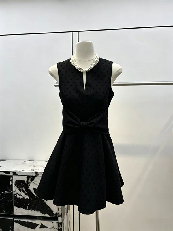 【dress】リボンドット柄ミニワンピース　N3586