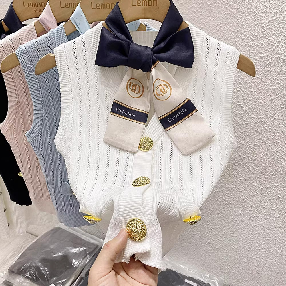 【tops】4色リボン付きキャミソール F7576