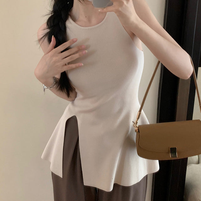 【tops】3色スリットタンクトップF7585