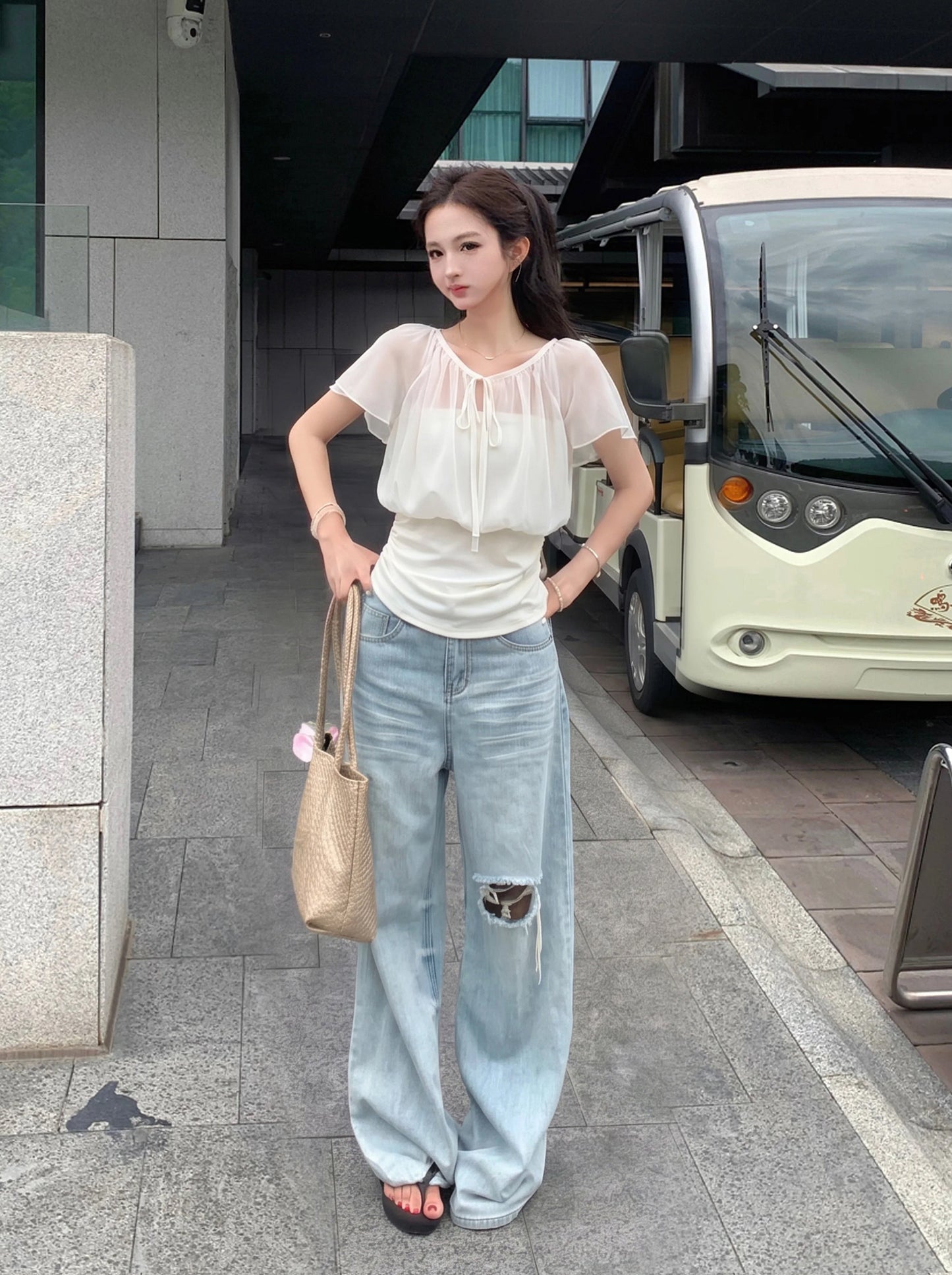 【tops】シアーチュールドッキングトップス Q8845