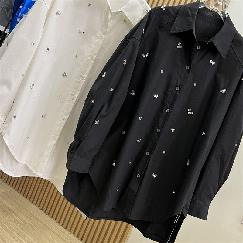 【tops】2色長袖キラキラブラウスF8022