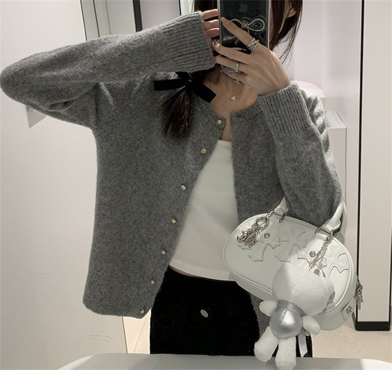 【outer】クルーネックニットカーデ　M25950