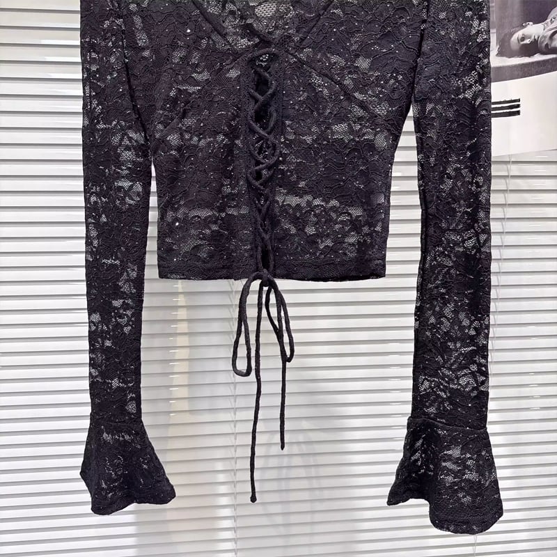 【tops】Vネックレーストップス Q8160
