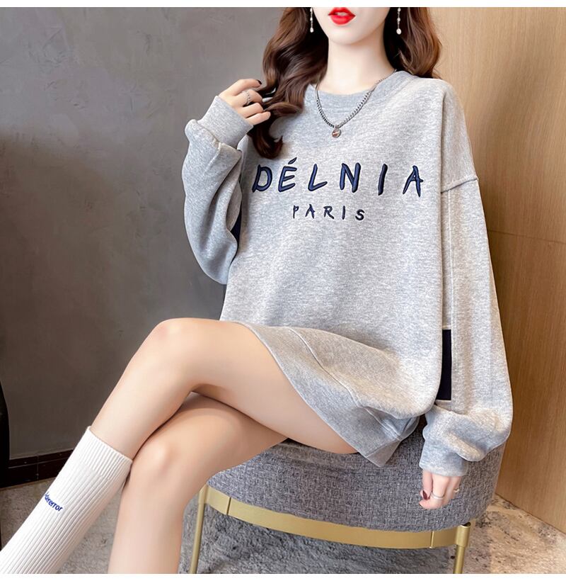 【tops】必ず目を引く秋新作〜3色ラウンドネック長袖ファッション配色英字柄着回しパーカーF0729