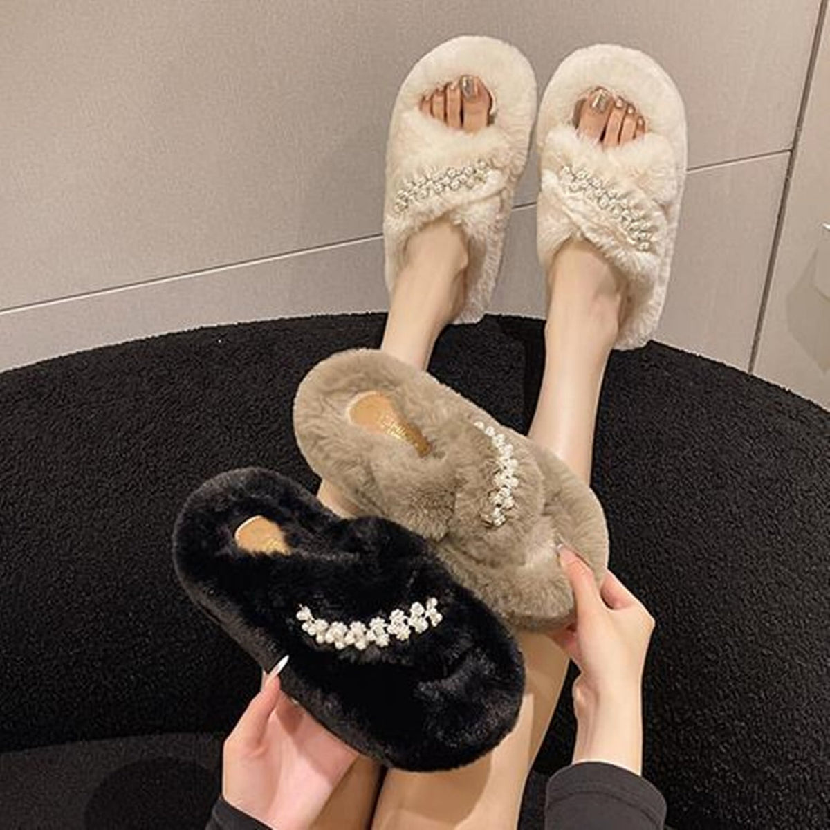 【Shoes】ファースリッパ  N2835