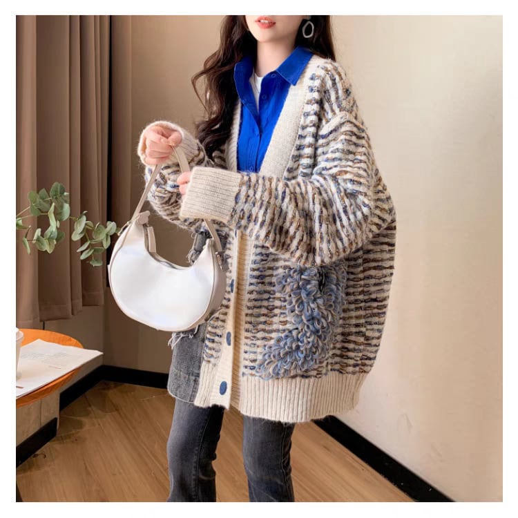 【outer】Vネックニットカーデ　M25755